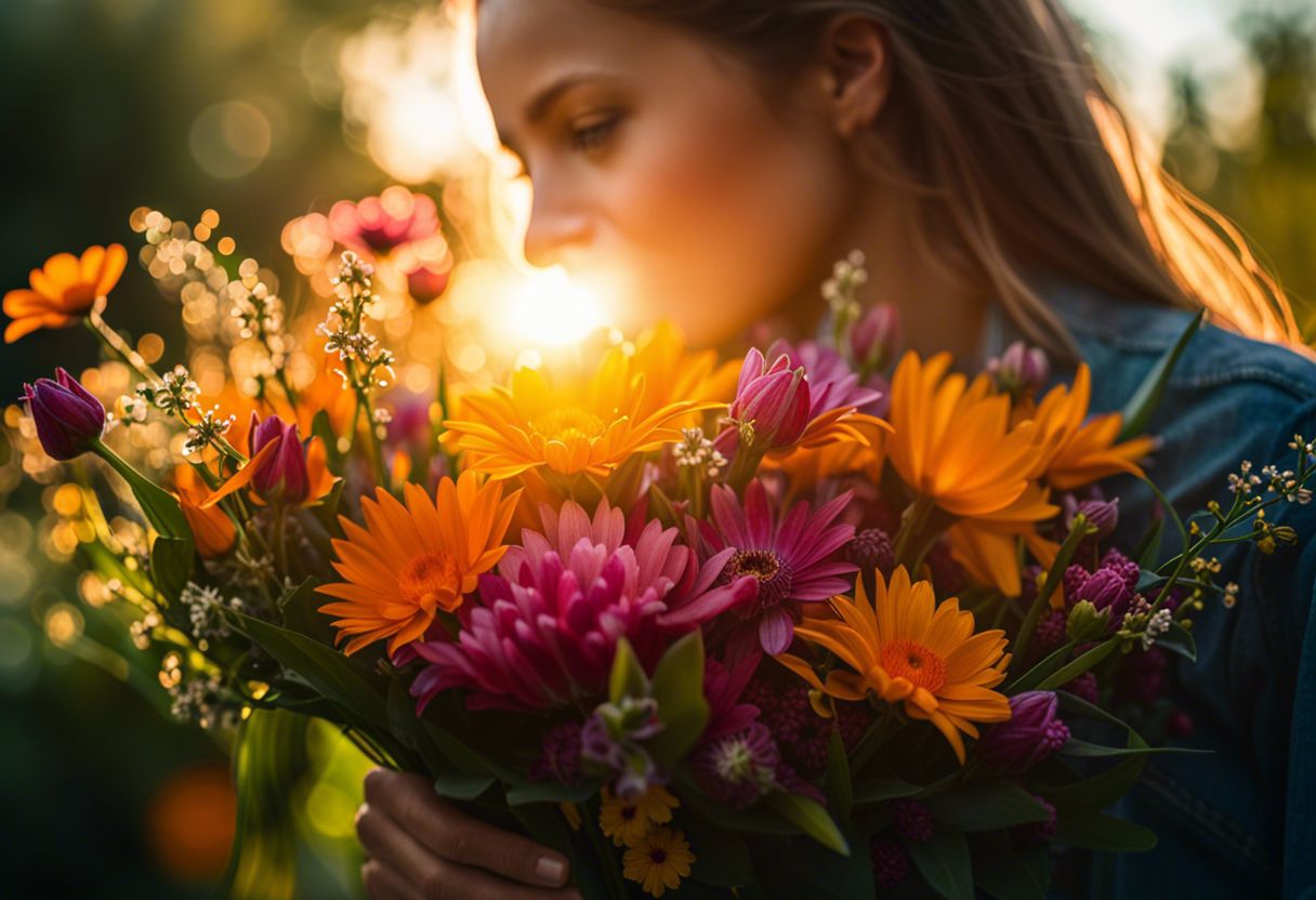Vibrant bouquet of blooming flowers in natural lighting with crisp focus.